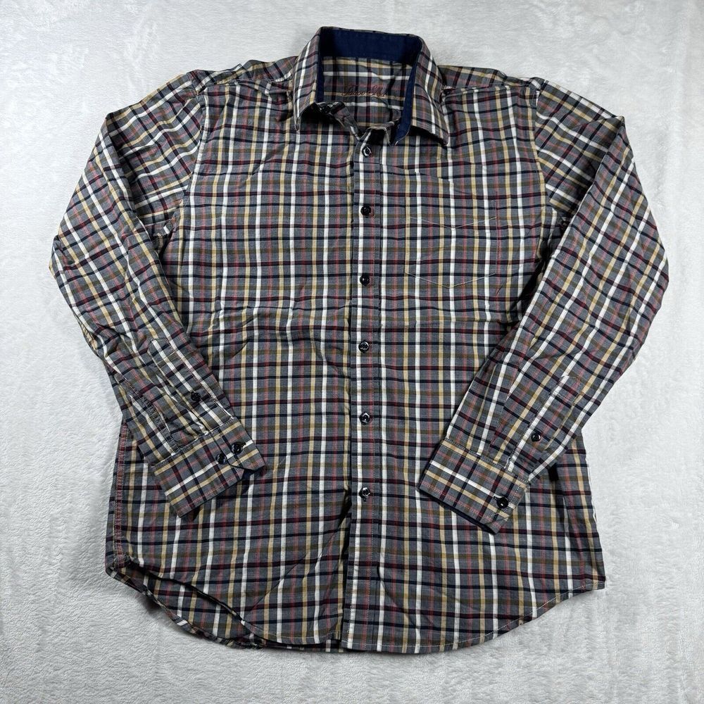 Tasso Elba Mens Size S Dress Shirt Check Long‎ Sleeve Cotton